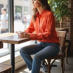 Free People We The Free Cherry Tomato Button Down Blouse — XS (NWT $148)